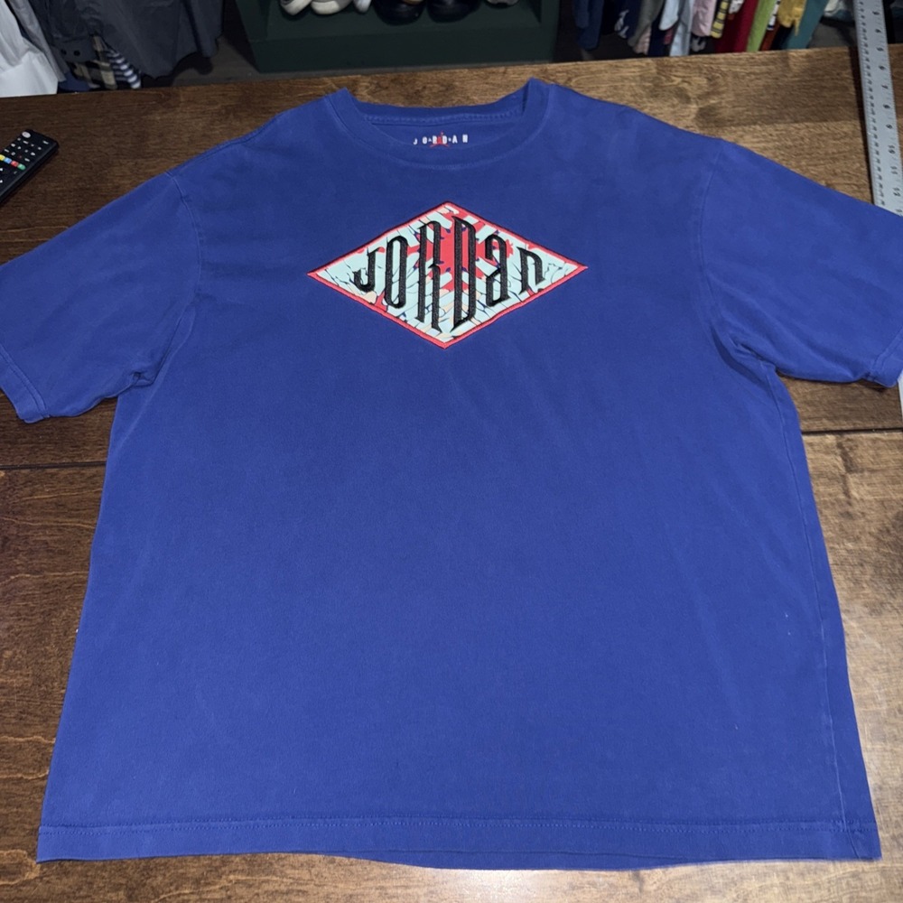 Jordan Standard Fit Diamond‎ Logo Graphic Tee T-Shirt Mens Large Blue